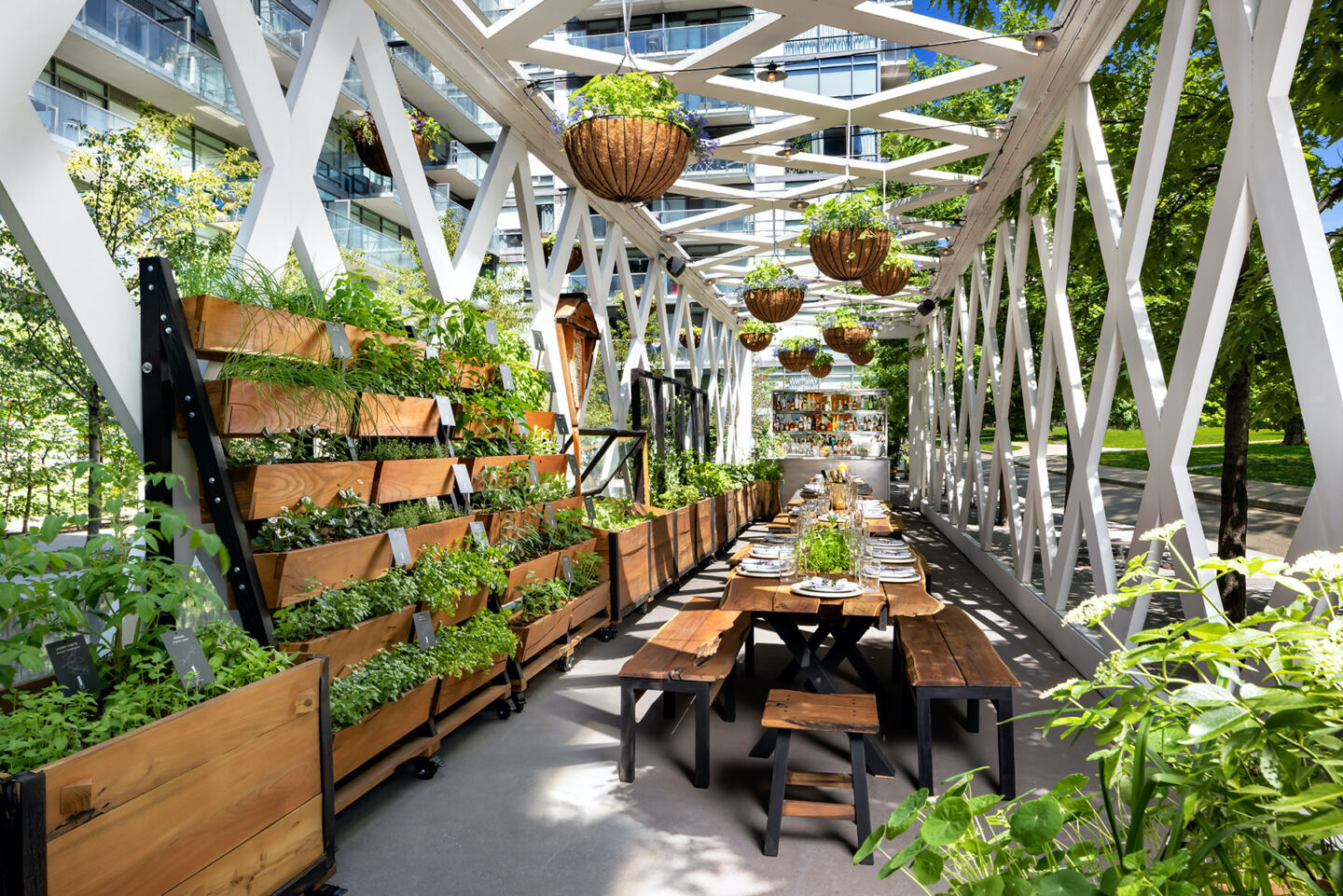 The garden pavillion at 1 Hotel Toronto, a biophilic hotel that  celebrates the beauty of Toronto’s natural environment