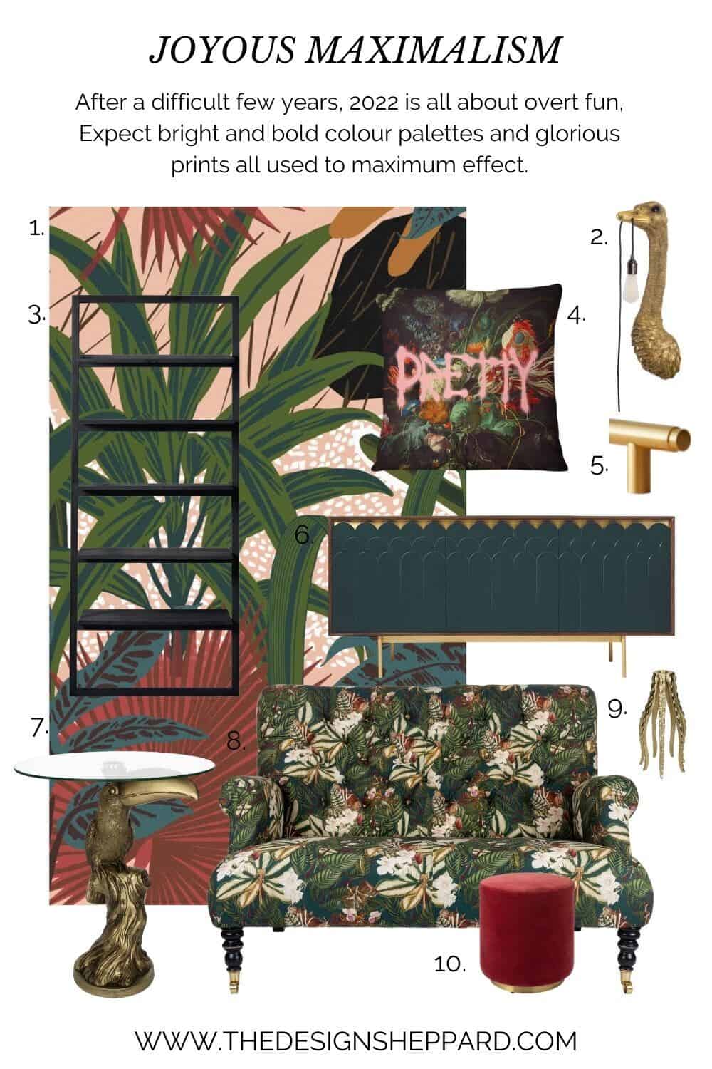 Interior Trends for 2022: Joyous Maximalism moodboard