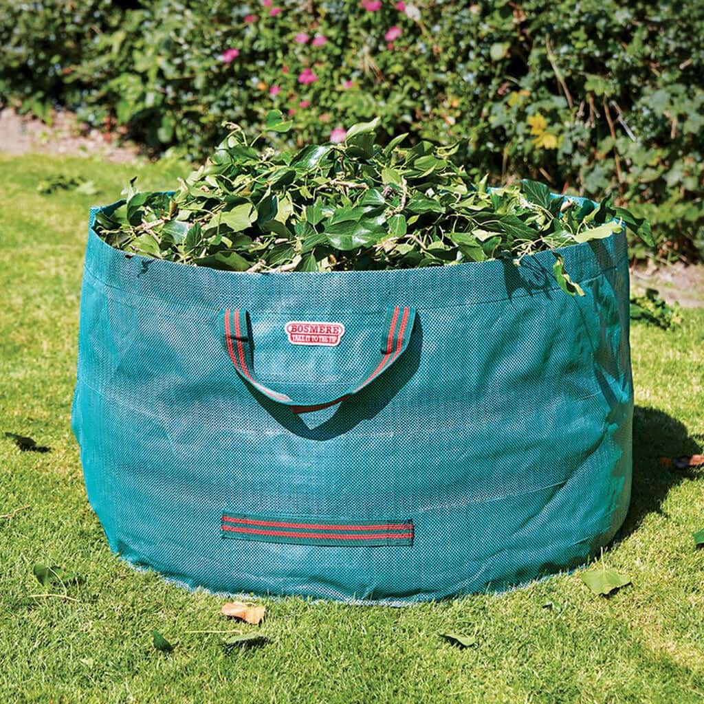 A large bag full of garden clippings