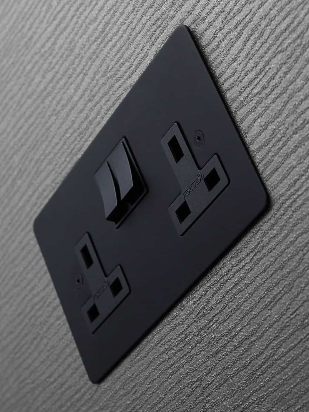 Designer Electrical Wiring Accessories from Focus SB - power socket in matt black