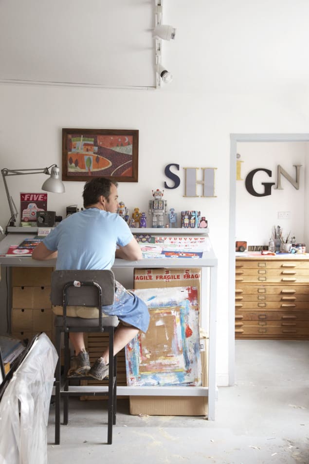 Artist Designer Simon Hart at Work in his Studio