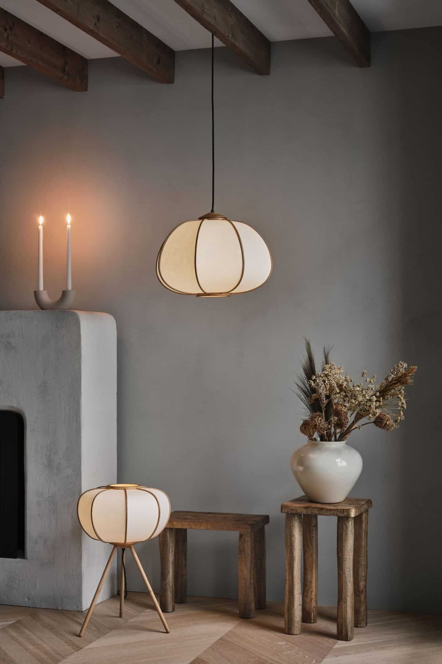 BAmboo floor lamo and pendant light from H&M Home