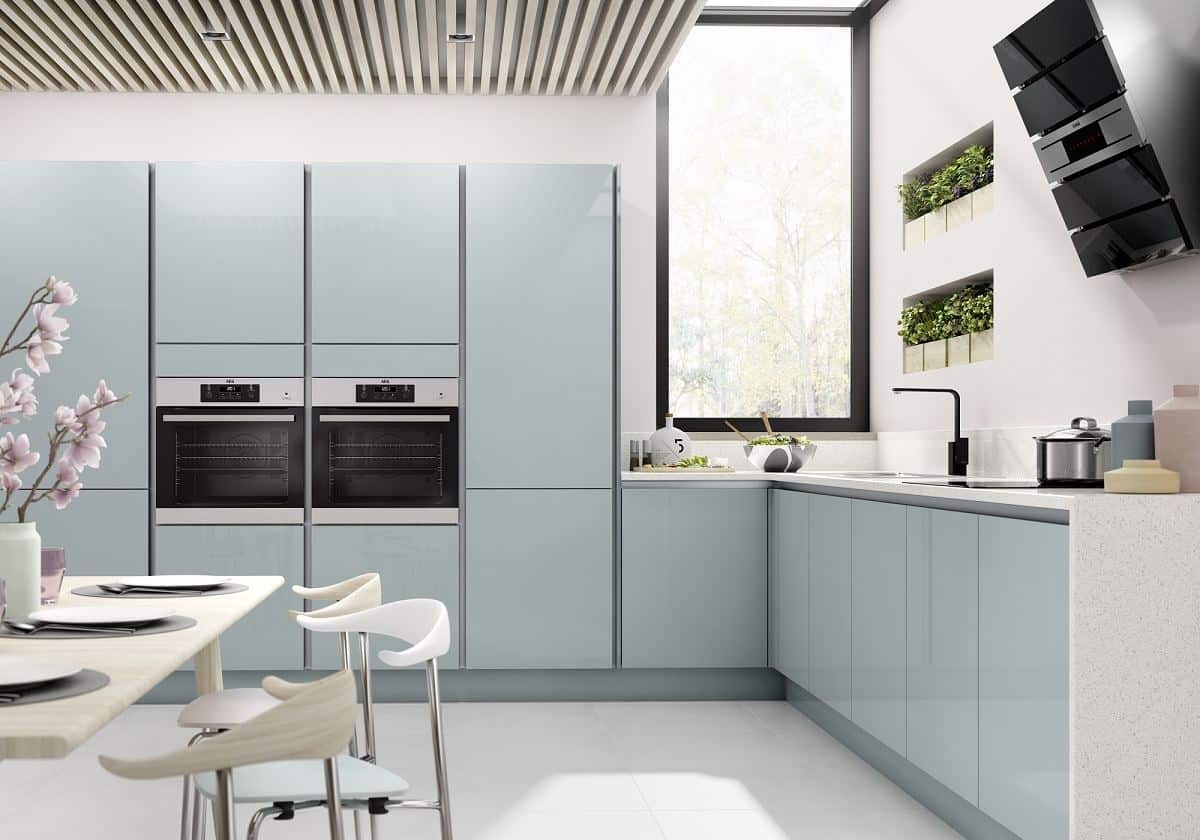 Benchmarx Kitchens Nordica Blue True Handleless Kitchen