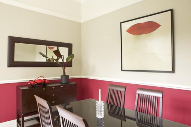 Bold Red And White Dining Room by Farrow & Ball