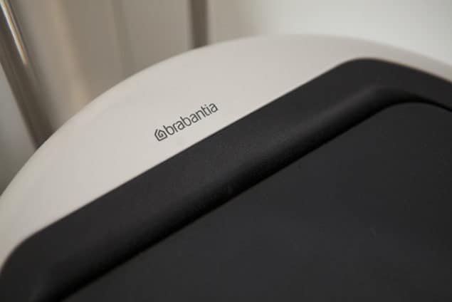 brabantia white touch bin close up