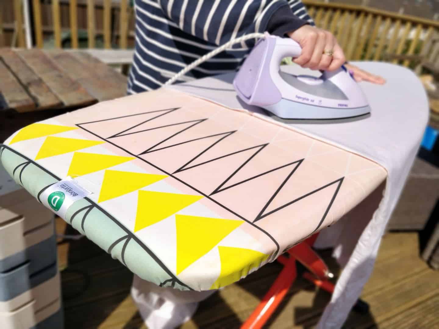 Al fresco activities include ironing on the deck with a Brabantia ironing board