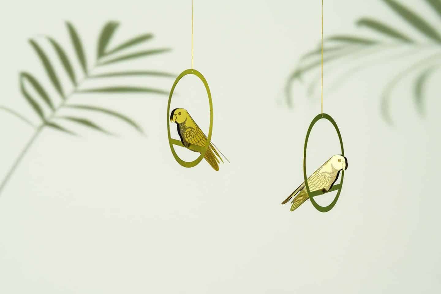 Gifts for plant lovers. These hanging brass bird decorations are from Another Studio