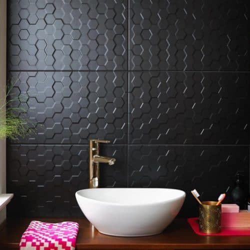 British Ceramic Tiles Form and Function Hex Black Matt Tiles