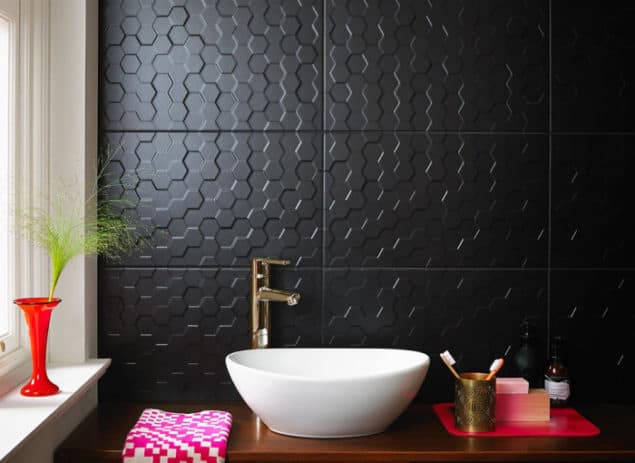 British Ceramic Tiles Form and Function Hex Black Matt Tiles