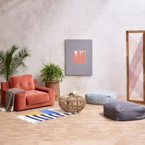 Camada cork flooring in a living room setting