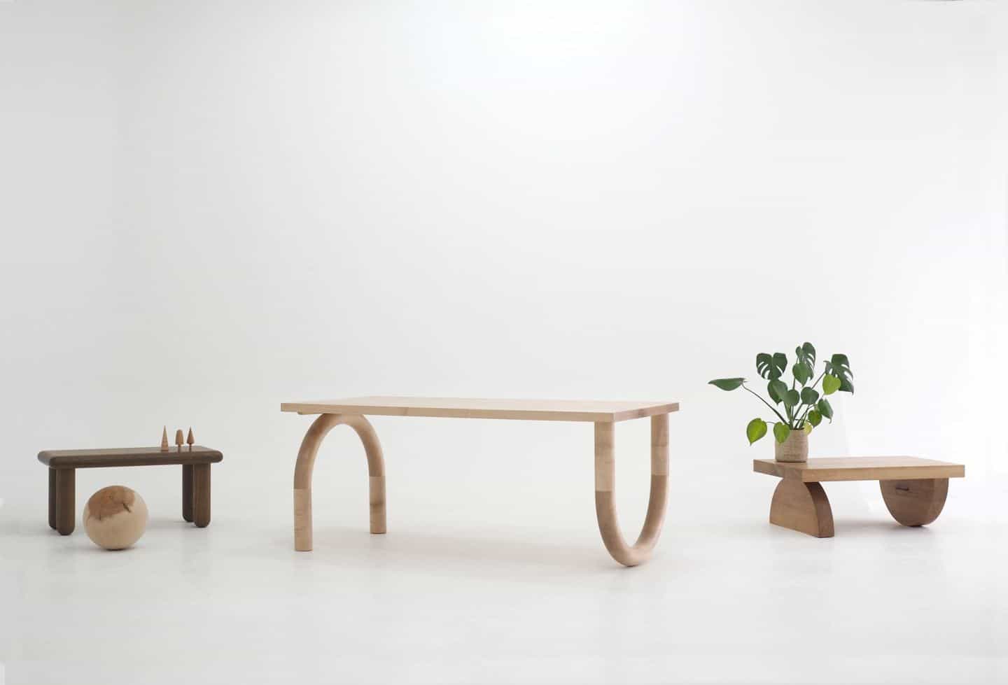 3 tables made by Forge Creative, an independent company that handcrafts custom wooden furniture and home accessories.