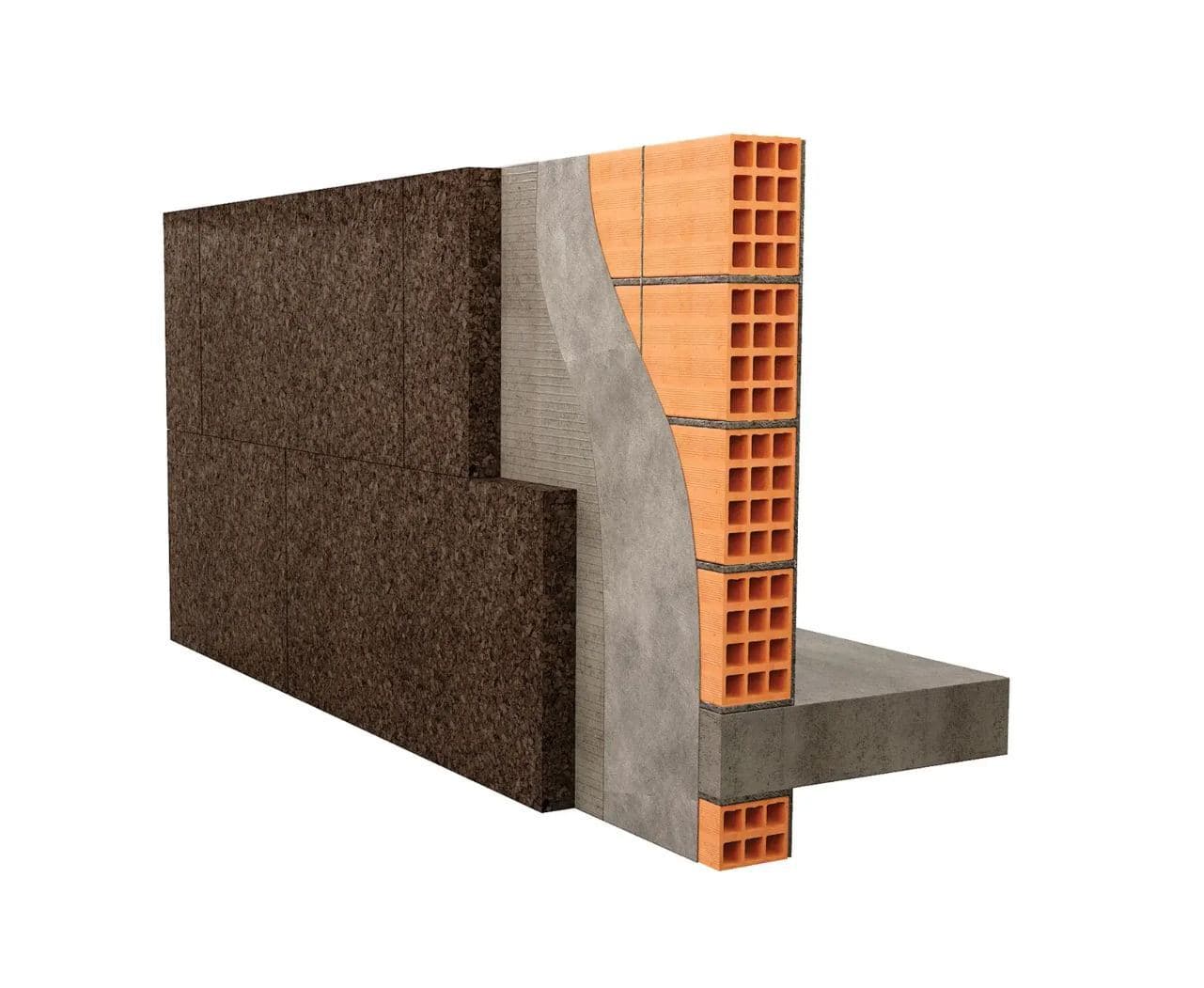 A cutaway image of cork wall cladding