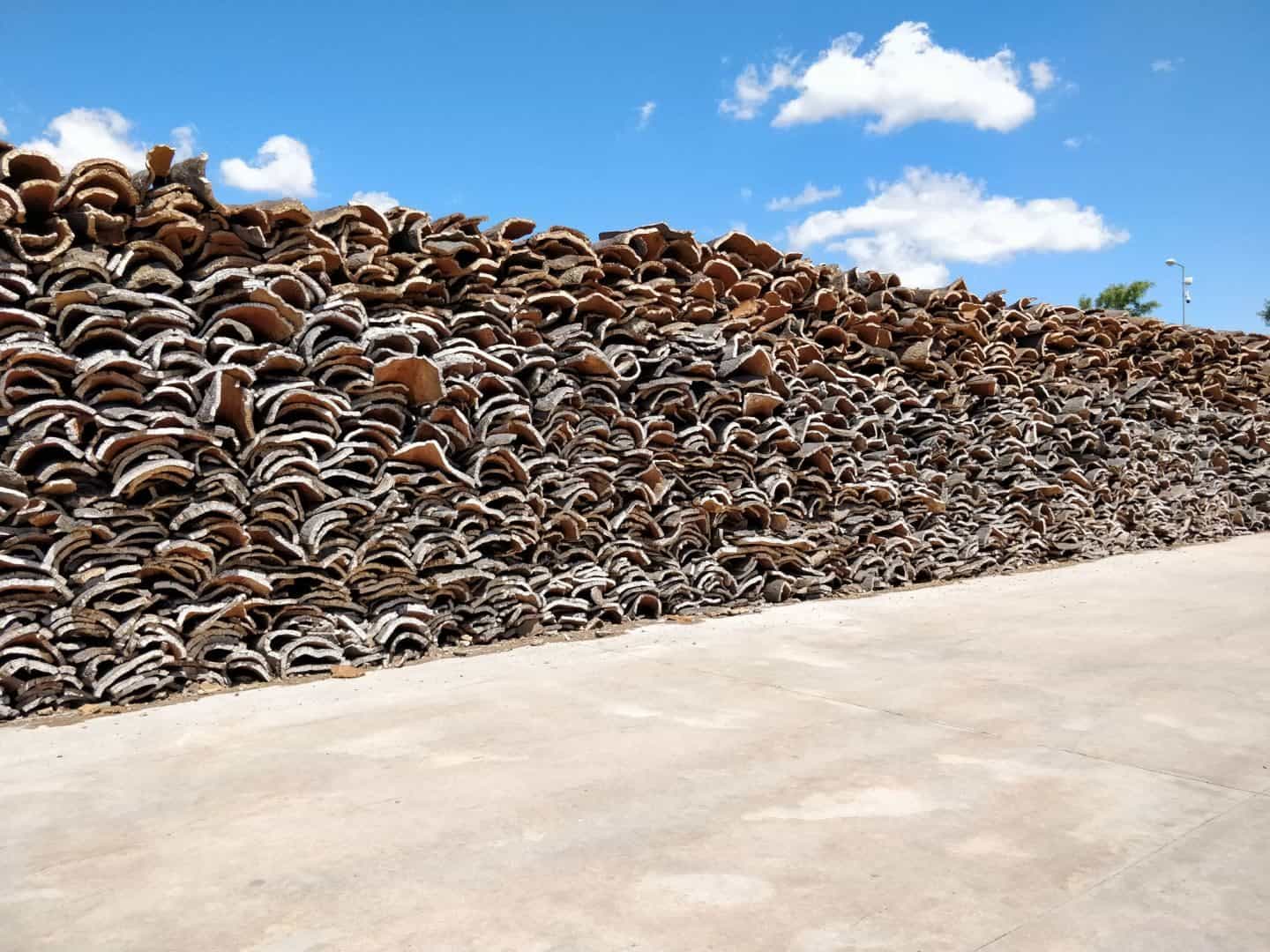 Cork planks being left outside to stabilize. Image copyright Stacey Sheppard