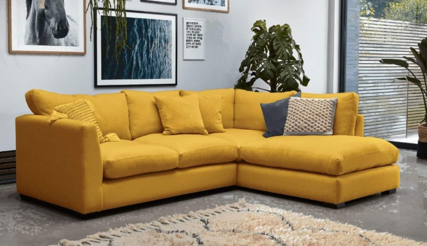 Darlings of Chelsea - Waterford Corner Sofa in Hard Wearing Velvet Tumeric