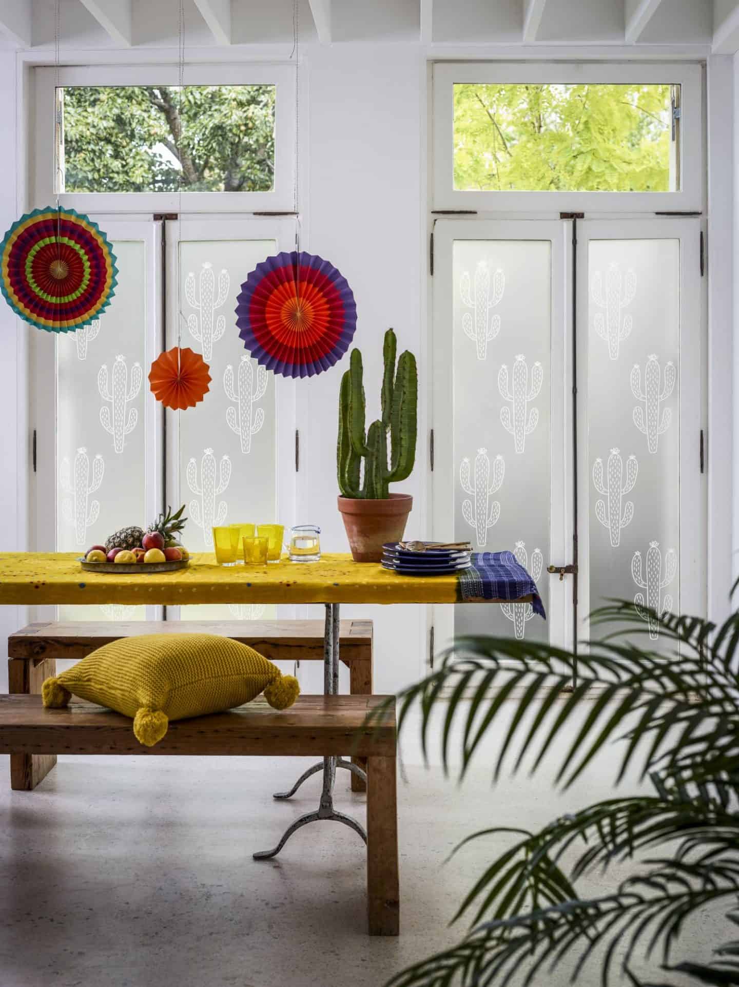 Decorative Window Film -White Printed - Cactus - The Window Film Company