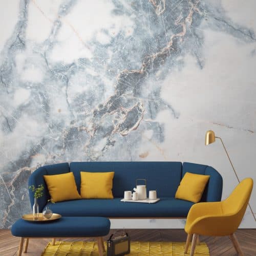 Deep Blue Clouded Marble Wallpaper by Murals Wallpaper