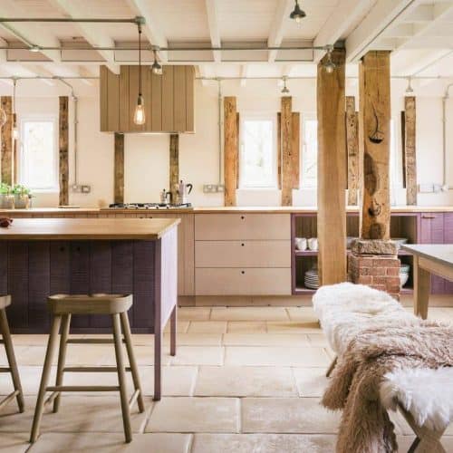 Hampshire Barn by deVOL purple kitchen