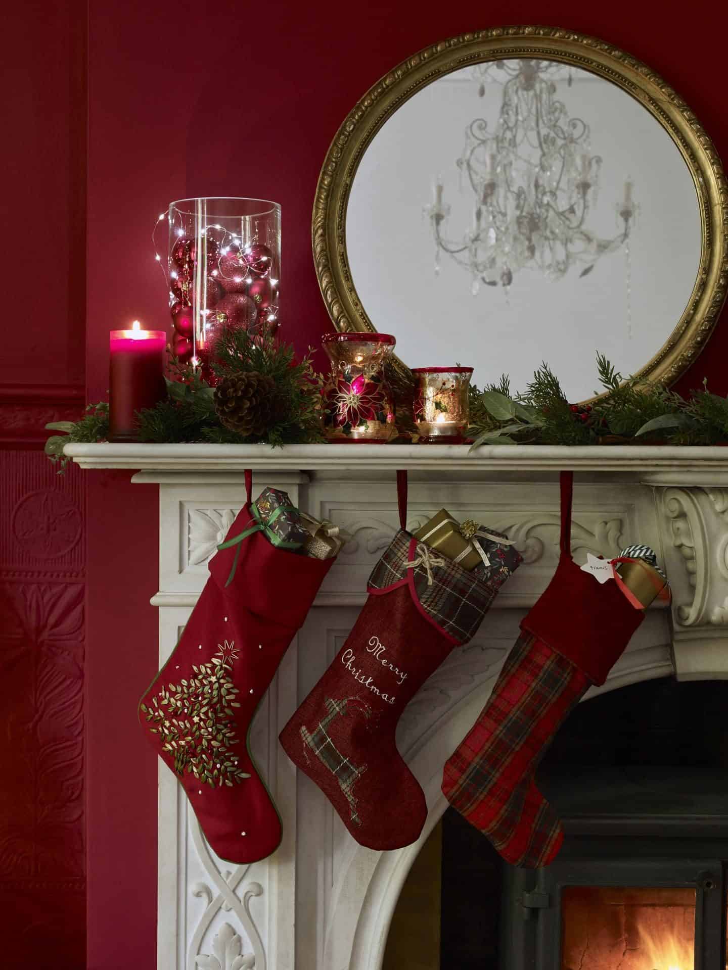 Dobbies Traditional Elegance Christmas Trend - stockings hanging on the fireplace