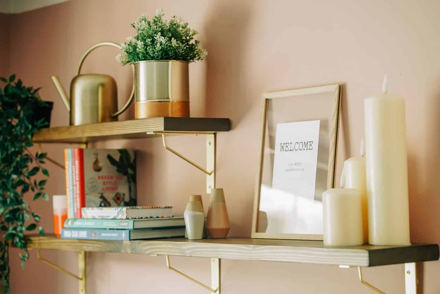 A shelf at The Tribe, a coworking space for female entrepreneurs in Totnes, Devon