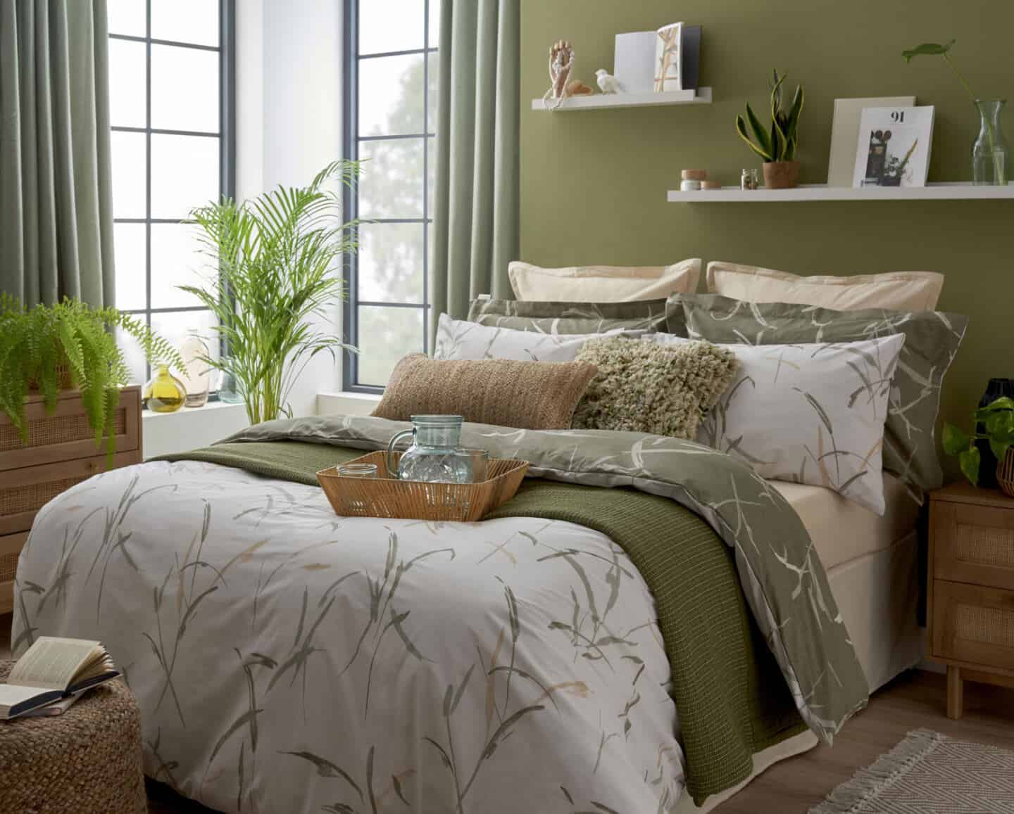 Green botanical bedroom from Dunelm