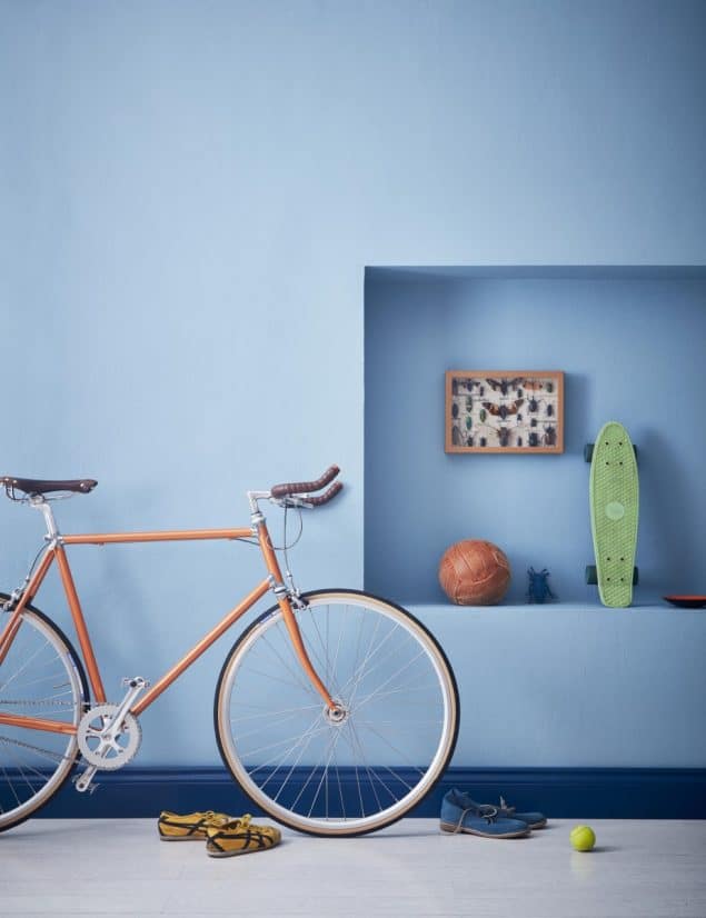 Earthborn Paint - blue walls with blue coloured skirting boards