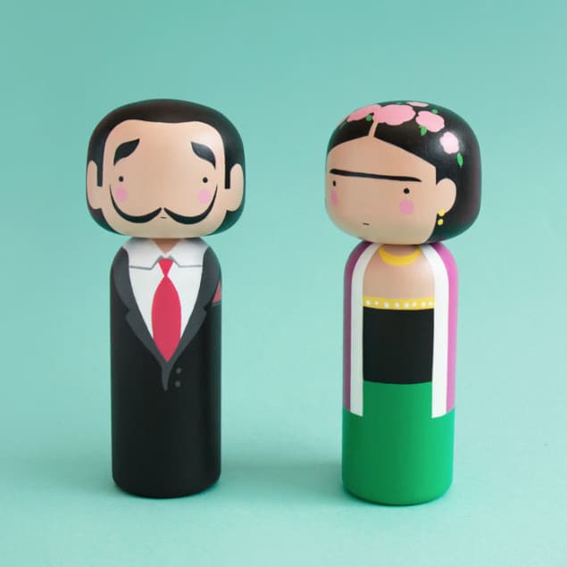 Frida & Dali Kokeshi Dolls by Sketch Inc for Lucie Kaas