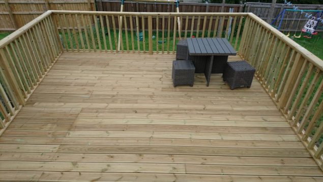 Garden Makeover featuring a raised decking with balustrade