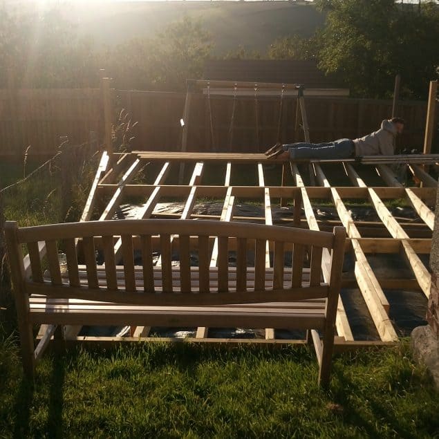 Garden Makeover featuring the finished raised decking frame