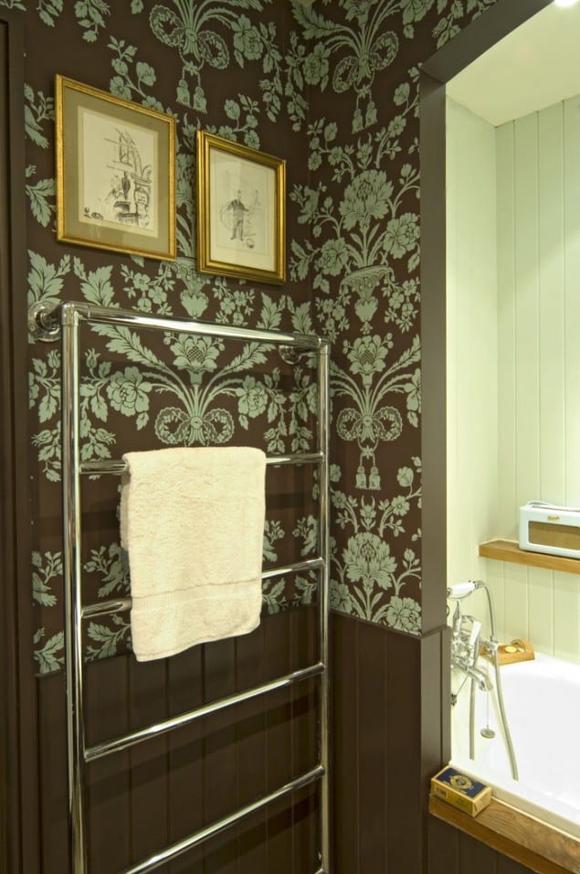 Green Brown Wallpaper Bathroom by Farrow & Ball