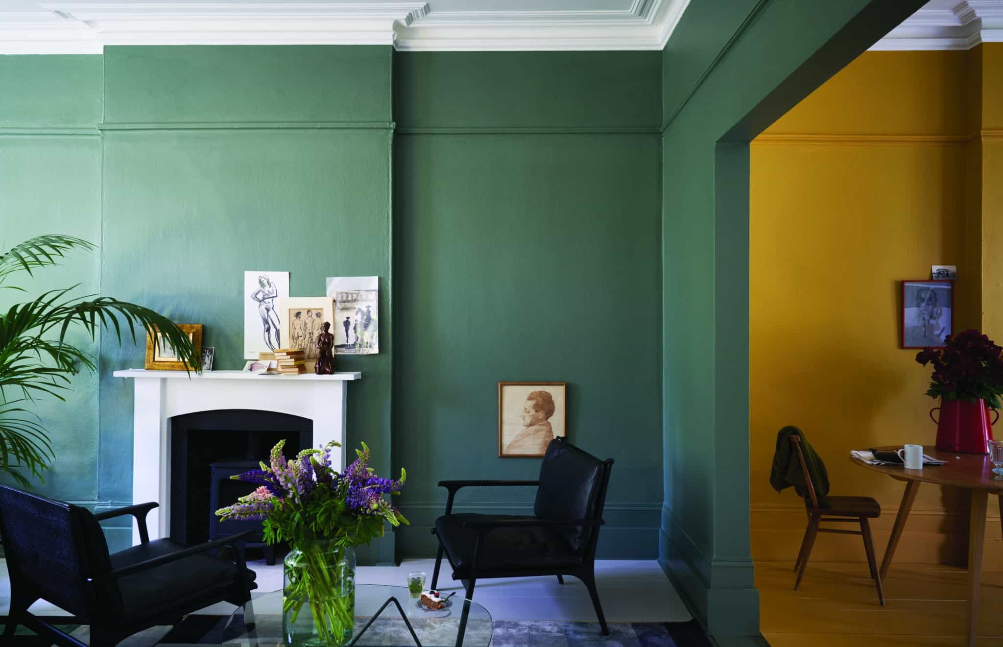 Green Smoke India Yellow Wimborne White paint from Farrow & Ball