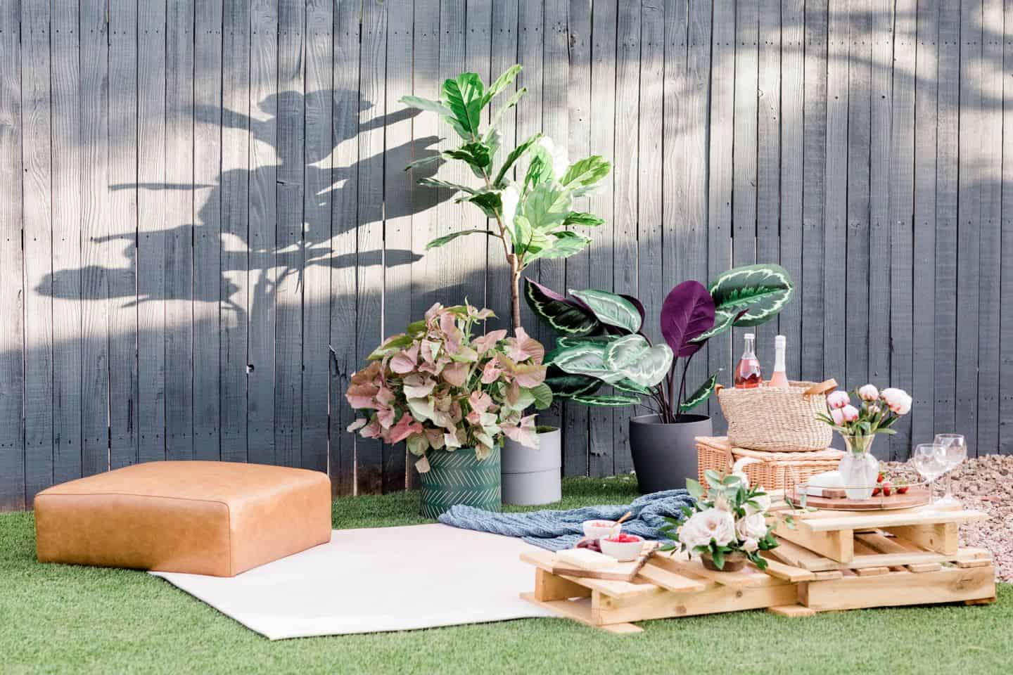 A rustic picnic is the perfect way to create holiday vibes for a summer staycation in your garden