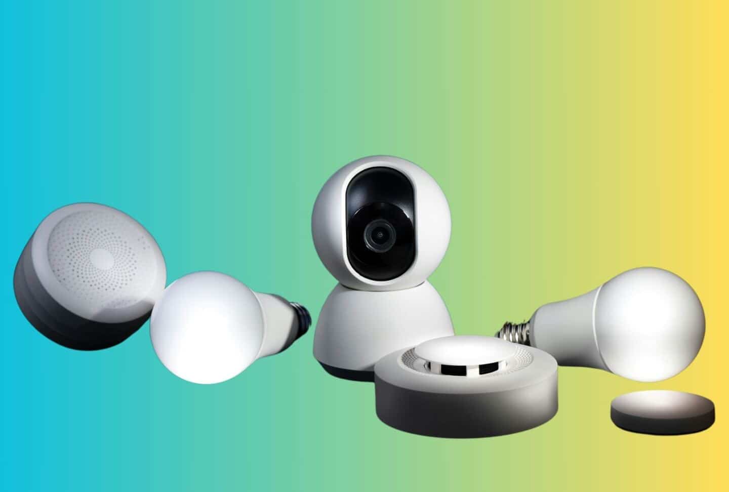 Smart home security system including camera, smart lights and a voice activated home hub