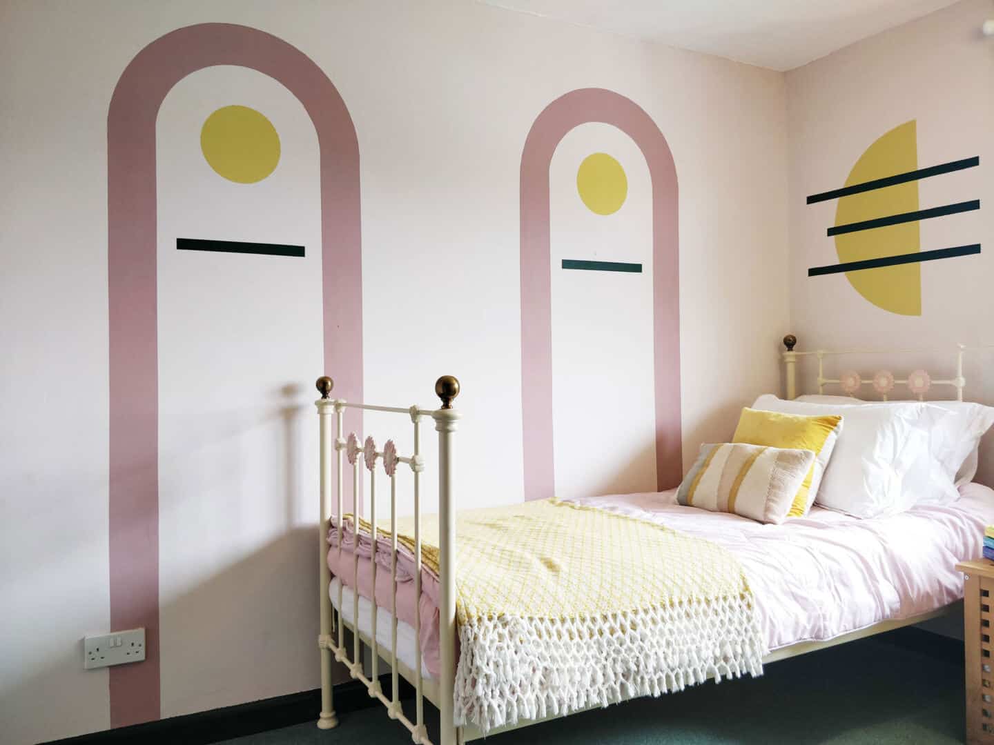 Bedroom featuring a DIY Painted Arch Accent Wall