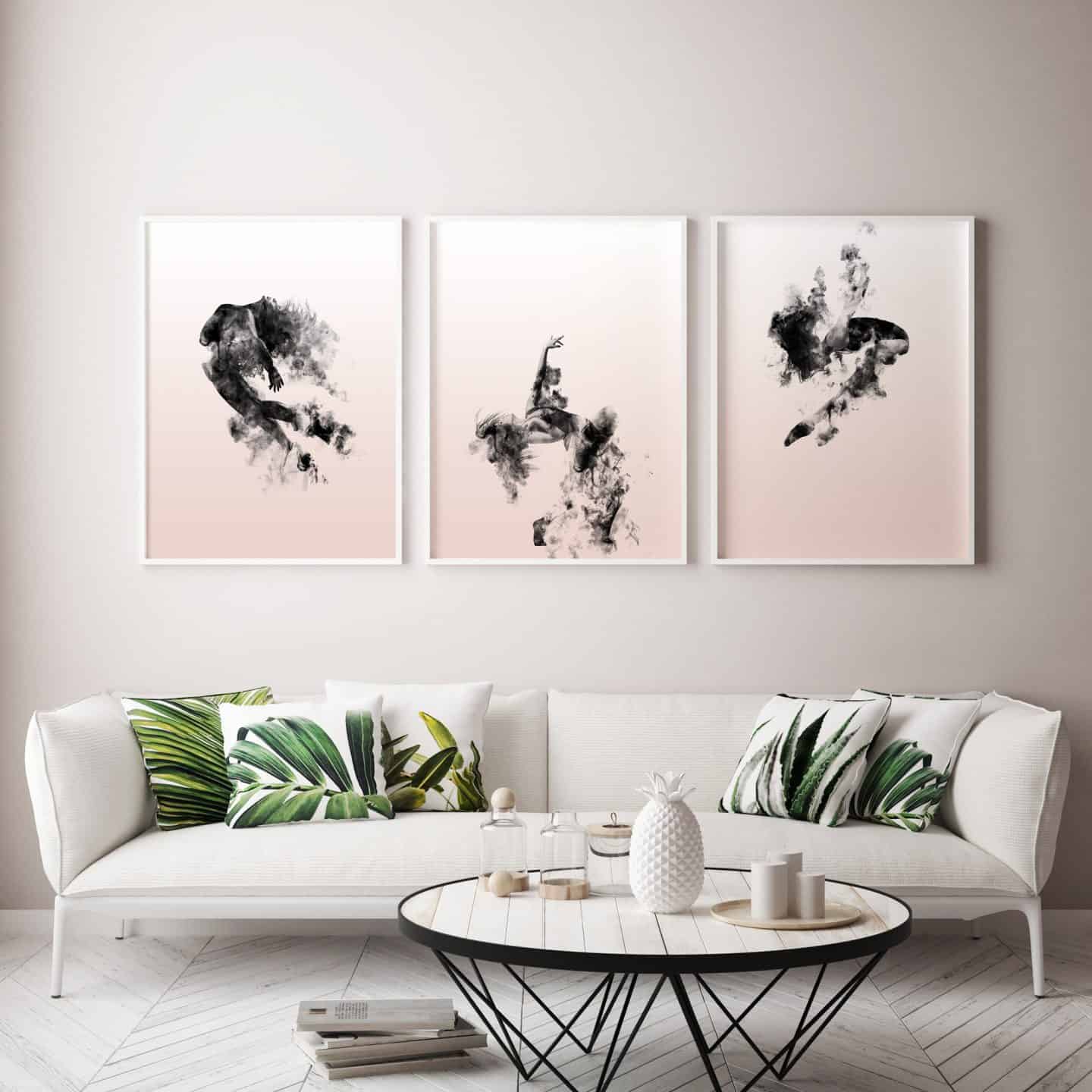 Ink and Drop-affordable artwork portraying 3 dancers