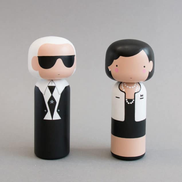 Karl Lagerfeld & Coco Chanel Kokeshi Dolls by Sketch Inc for Lucie Kaas