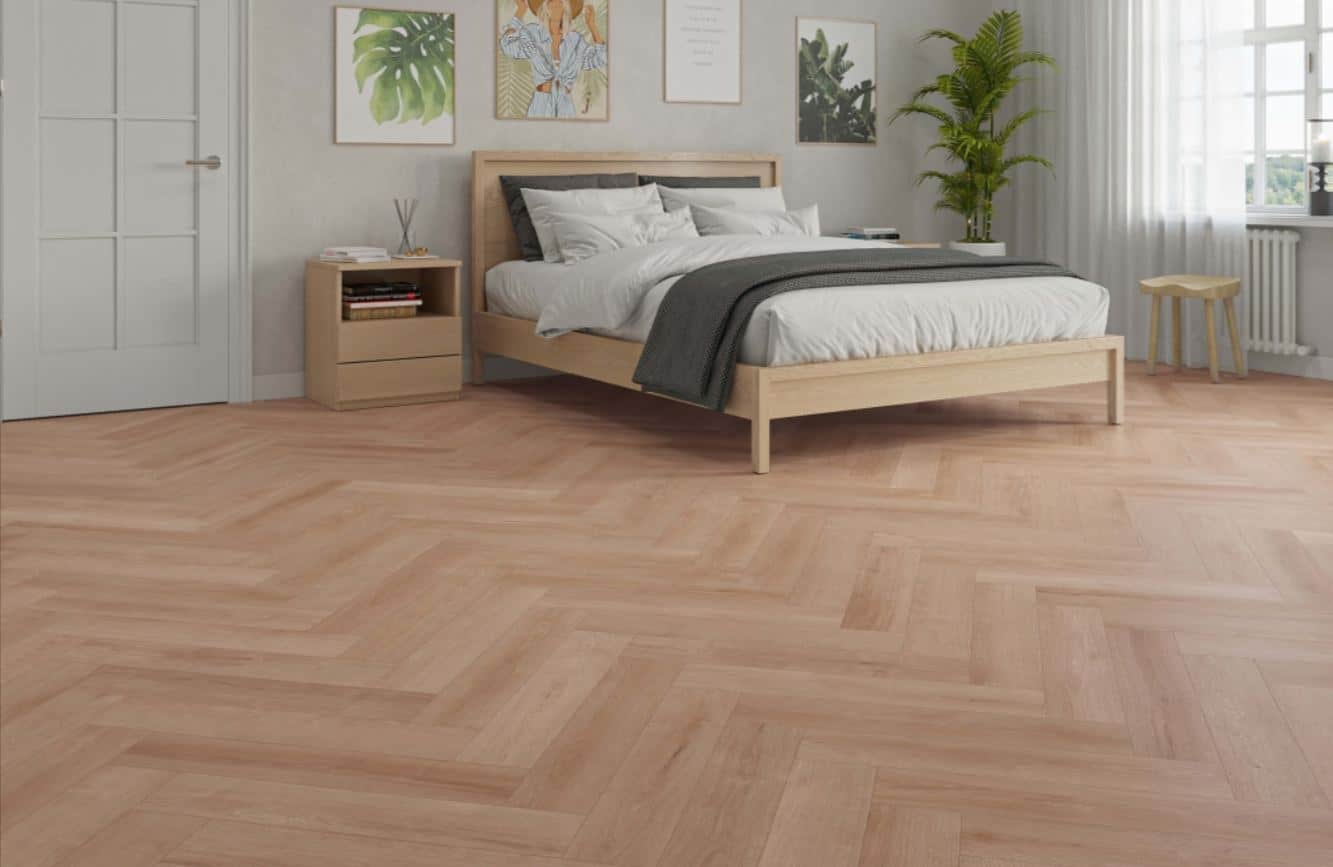 Pet-friendly vinyl flooring in a bedroom