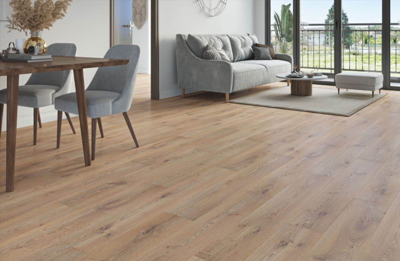 Pet-friendly laminate flooring in a living room