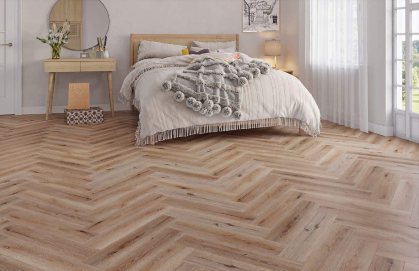 Pet-friendly vinyl flooring in a bedroom