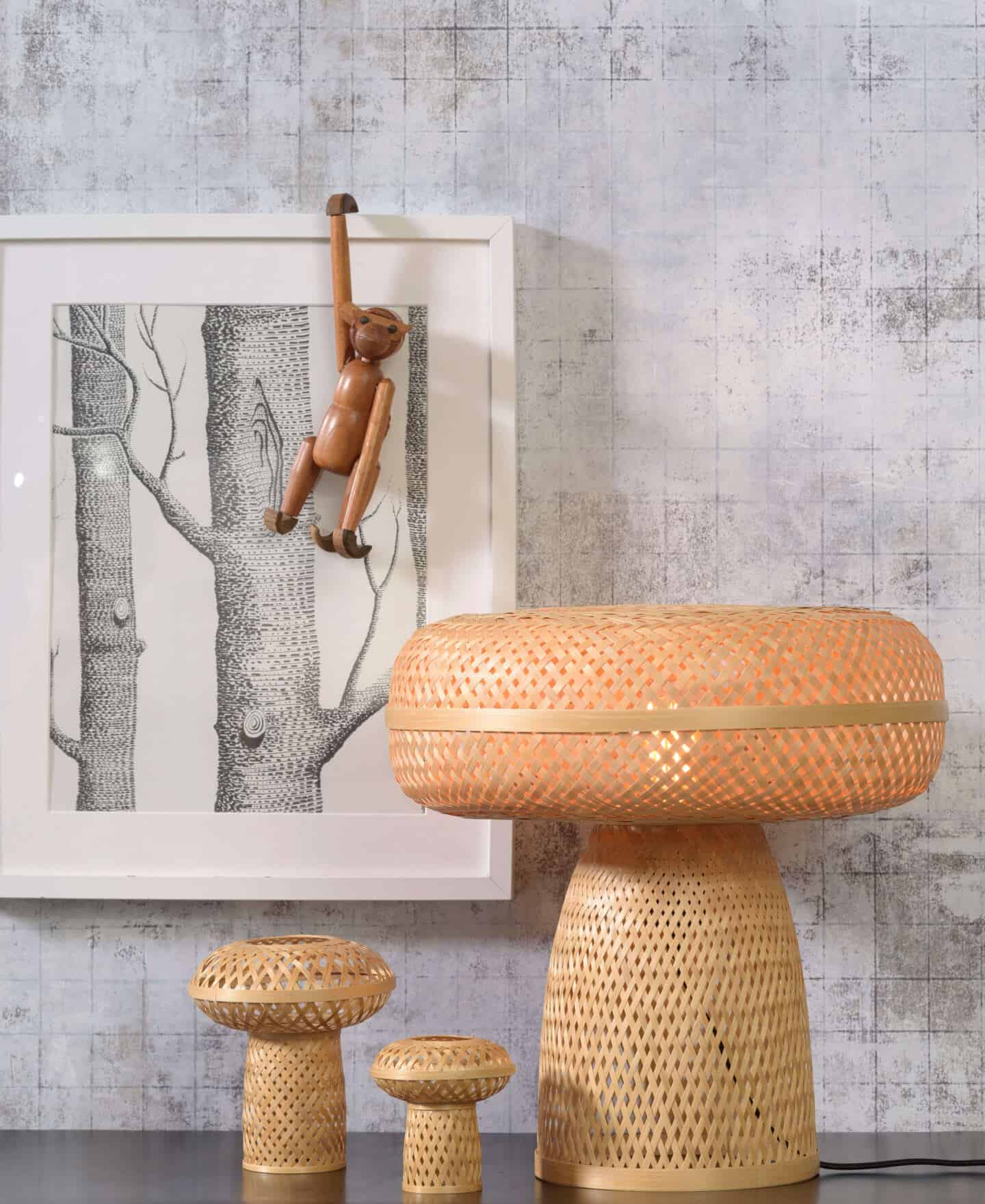 Mushroom lights in bamboo depict the mushrooms interior trend