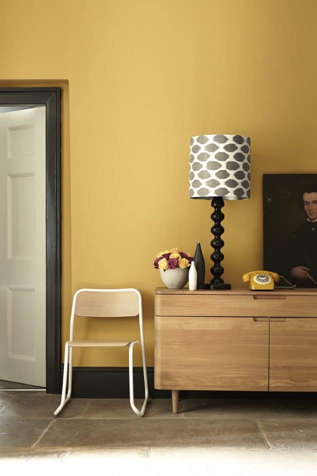 Little Greene Paint - Yellow walls with Black coloured skirting boards