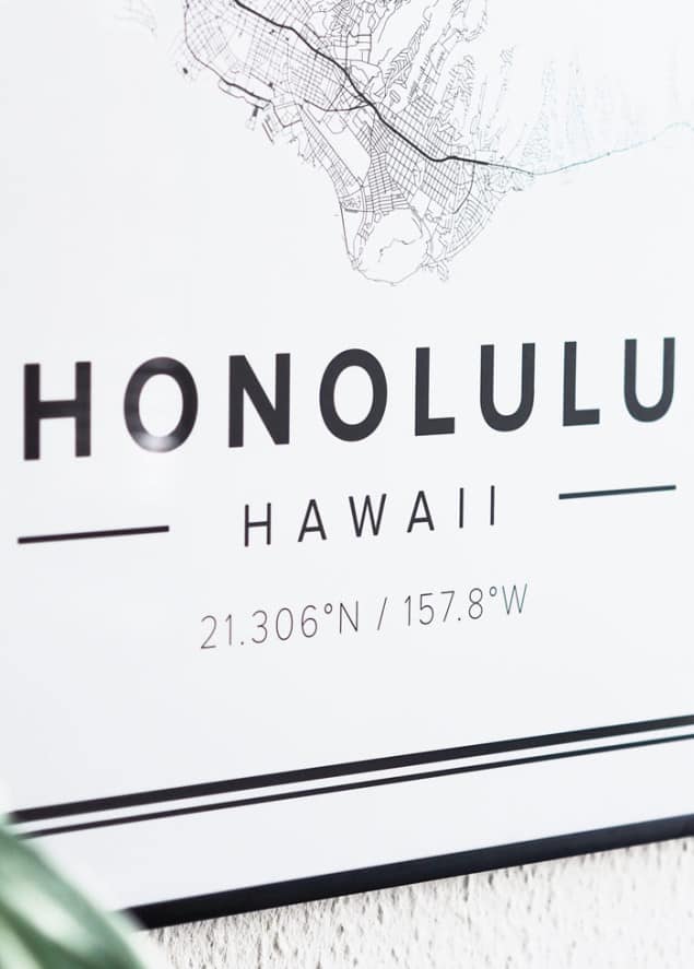 Mapiful Honolulu map posters closeup