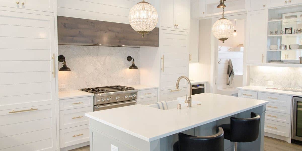 Matter designs contemporaty white kitchen with a coastal feel.