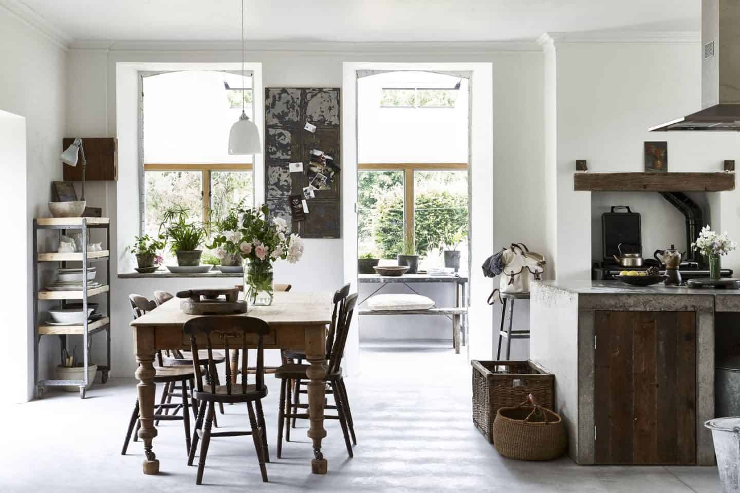 Natural Living Style by Selina Lake. An industrial-style kitchen featuring metal, concrete and rustic worn wood. 