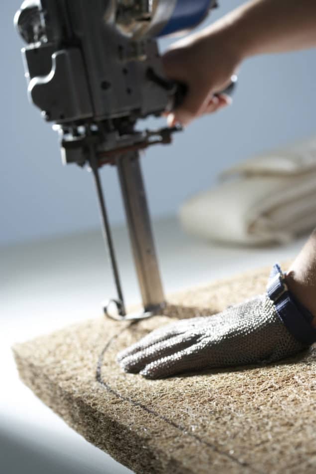 Cutting the coir to be used in an organic Naturalmat mattress