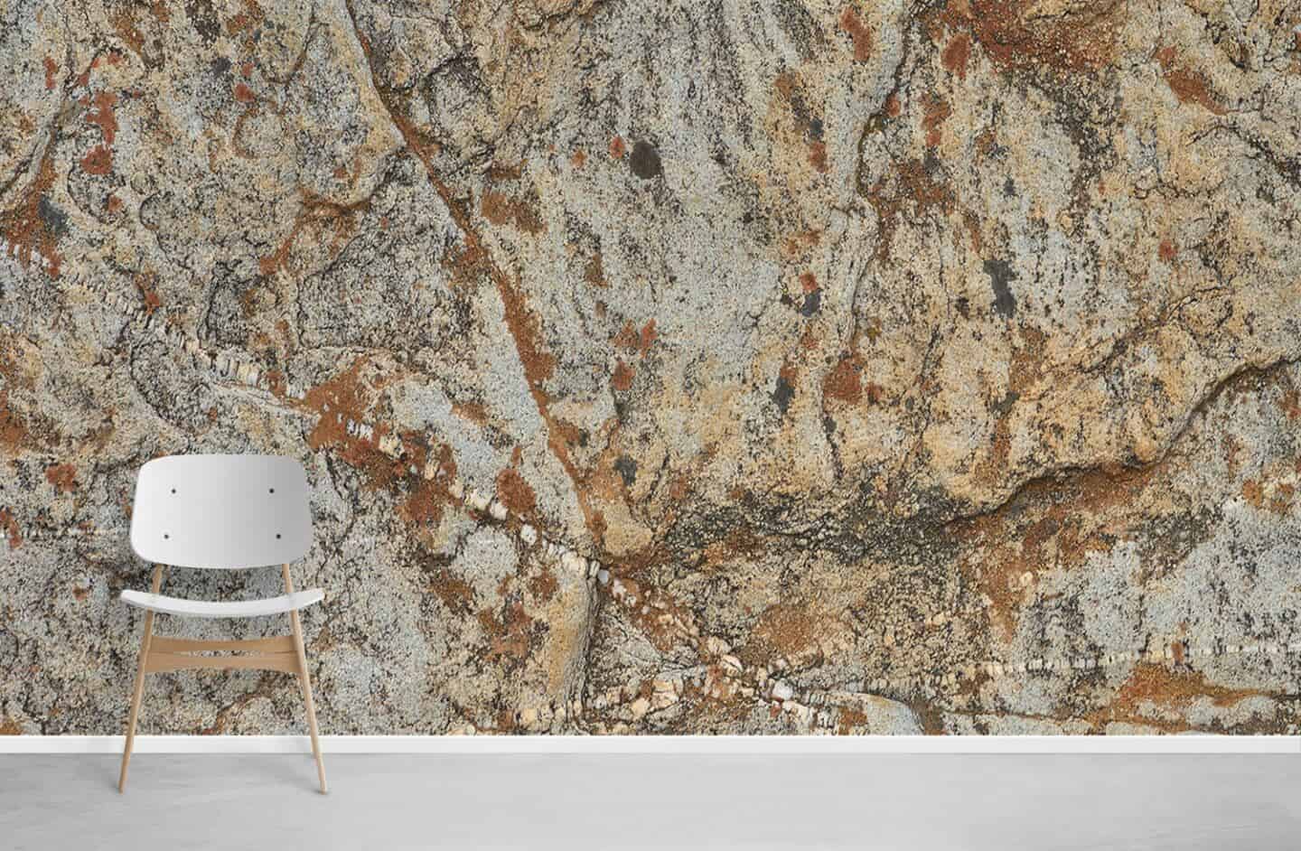 Textured walls created using nature-inspired wall murals from Ever Wallpaper. This paper resembles a rock face.