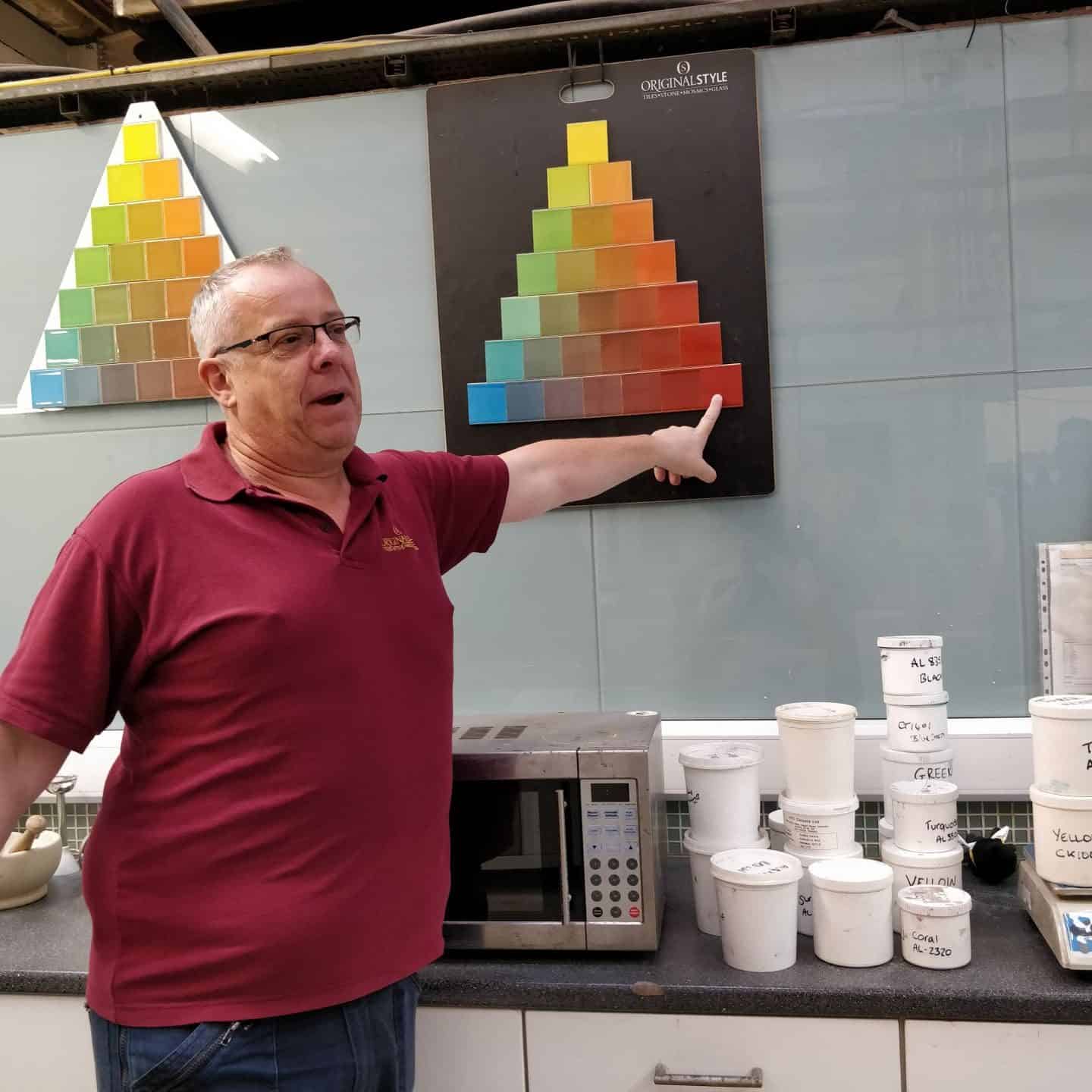 Original Style Tile Factory Tour discussing colour possibilities