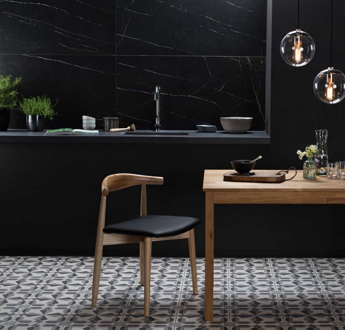 Kitchen design trends - large format tiles by Original Style - Nera Venato