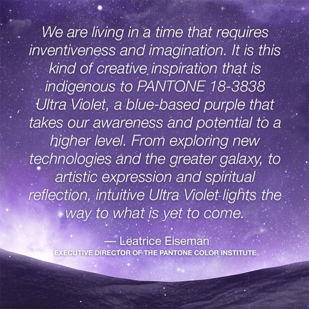 Pantone Colour of the Year 2018 Ultra Violet Lee Eiseman Quote