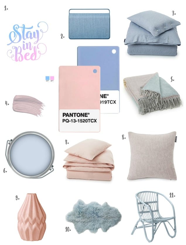 Pantone Colour of the Year 2016 Rose Quartz & Serenity - Products for the Bedroom