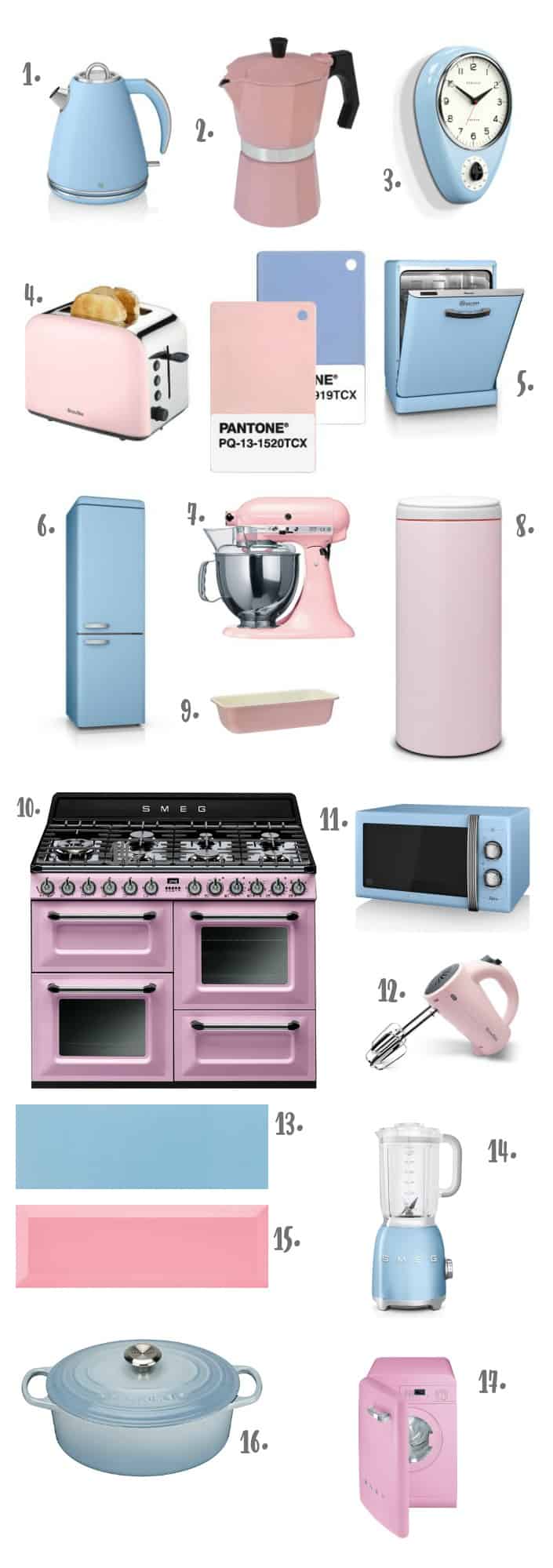 Pantone Colour of the Year 2016 Rose Quartz & Serenity - Products for the Kitchen